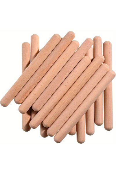 Toy Oyuncak Okul Öncesi 23 cm. 1 Çift Ahşap Ritim Çubuğu Perkusyon Müzik Sopası Yuvarlak Uçlu