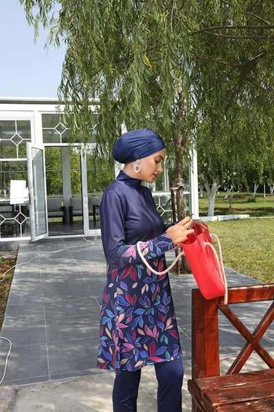 Starinci Mayo Starinci Long Sleeve Full Covered Lycra Hijab Swimsuit Navy Blue