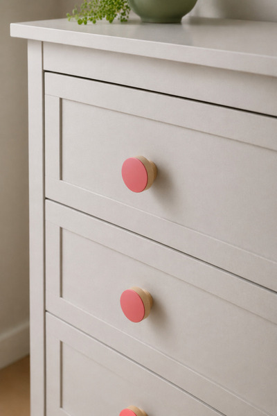 od orient design Antique Pink - Natural Wood Drawer and Cabinet Handle Set of 2