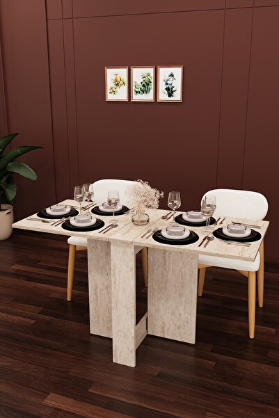 asratrend Lüks Katlanır Mutfak Yemek Masası %100 MDF Pratik Çalışma Masası KM32