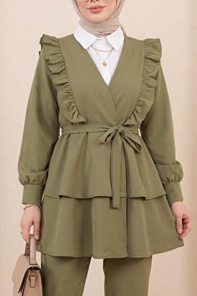 Modamorfo Σετ κιμονό με φούστα με βολάν μπροστά και παντελόνι με διπλές στρώσ...