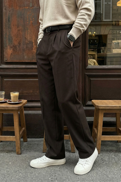 Livio Ferri Ανδρικό υφασμάτινο φαρδύ πλισέ παντελόνι