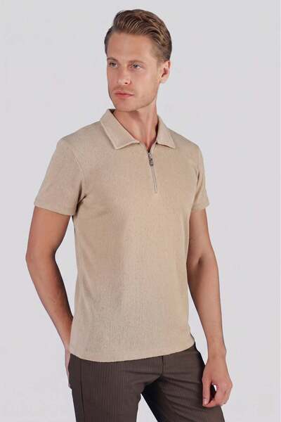 Efor Erkek TS 871 Slim Fit Bej Spor T-Shirt