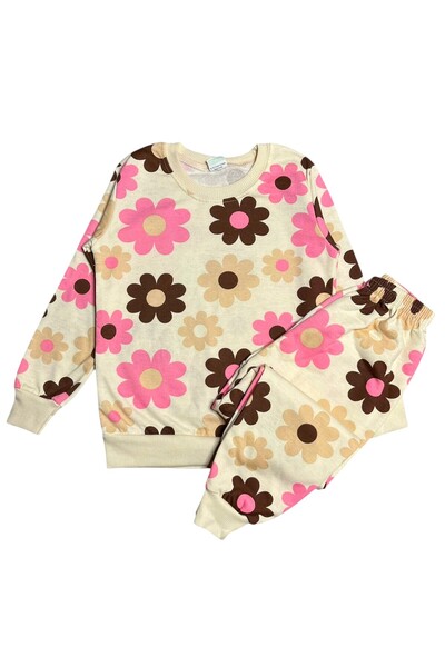 Fil Kids Κοριτσίστικο βαμβακερό μπεζ χρώμα με λουλουδάτο σχέδιο με μακρυμάνικ...