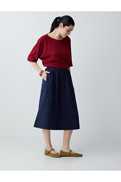 Jimmy Key Μπλε ναυτικό 100% βαμβακερή φούστα μίντι με κανονική μέση και άνετη...