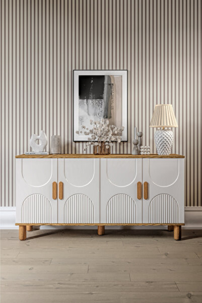 mapahomeliving Linea Bohem Konsol 4 Kapaklı MDF Mebran Kapak 160 cm Modern Sa...