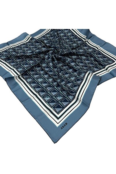 Aker Μεταξωτό Φουλάρι - 8968713-913 Μεταλλικό Μπλε Τουίλ