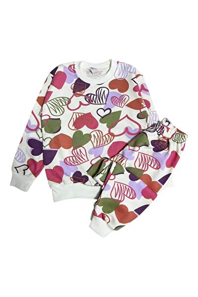 Fil Kids Κοριτσίστικο σετ πιτζάμες με μακρυμάνικο σχέδιο καρδιές σε χρώμα εκρ...