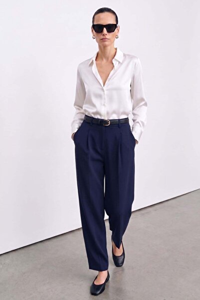 Sateen Παντελόνι Talia Havuç - Ναυτικό μπλε