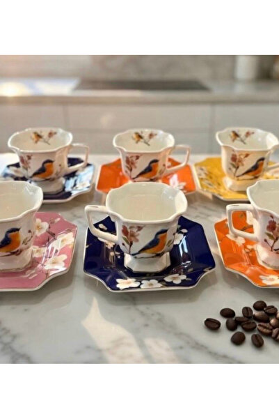 Muba Consept Mitra Bird Renkli kişilik porselen fincan takımı 90 ml