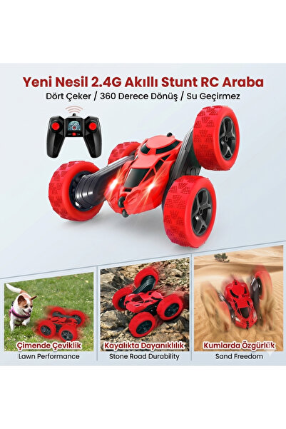 KUQILE Stunt Car Çift Taraflı Dönen Akrobat Araba - Işıklı Ve Şarjlı Uzaktan ...