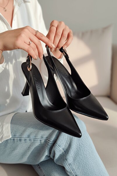 DİVOLYA Voli Μαύρα τσαλακωμένα δερμάτινα παπούτσια με πλαϊνή πόρπη (8 εκ.) με...