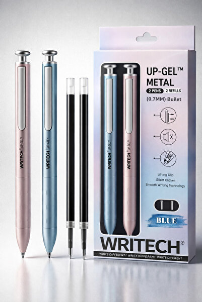 Writech Metal Gövdeli 2'li Jel Kalem Seti - 0.7 MM Uc + 2 Yedek Mürekkep Kaps...