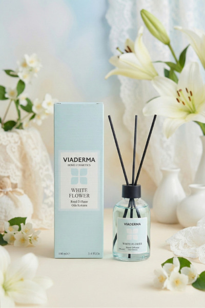 Viaderma Beyaz Çiçek Aromalı Bambu Çubuklu Oda Kokusu 100 ml - Doğal, Ferah ve Uzun Süreli Koku