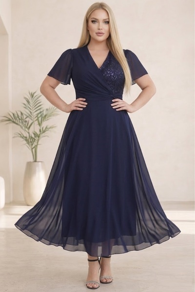 Butik Nilyam Γυναικείο φόρεμα με διπλό στήθος με κοντό μανίκι με κοντό μανίκι...