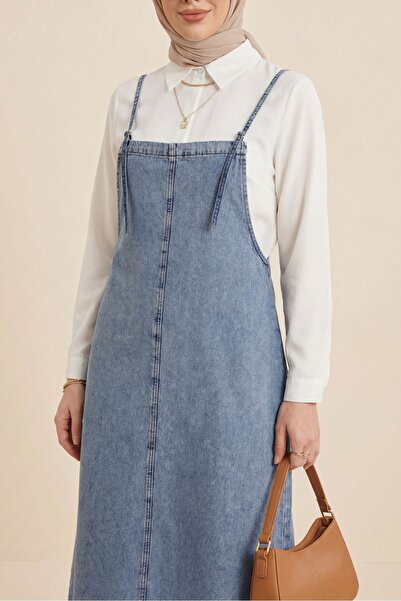 FERHEL Γυναικείο φόρεμα τζιλέτα με λεπτές τιράντες - Ice Blue