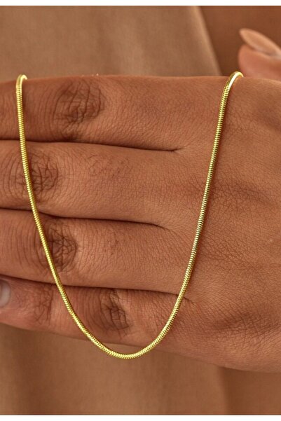 Ricco Jewellery 14 K Gold Kaplama 925 Ayar Gümüş Yılan Zincir