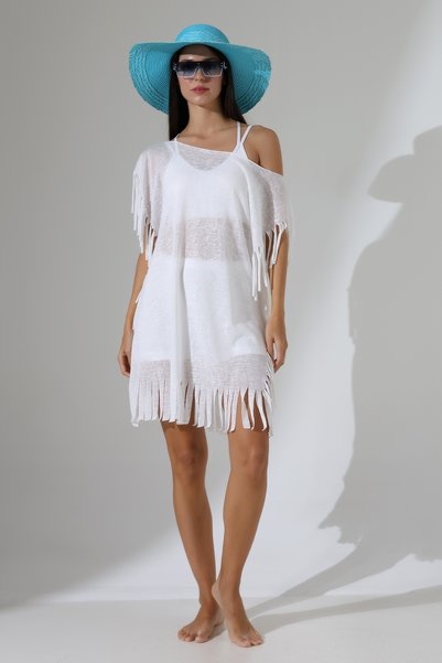 Esberin Tasseled Linen Beach Dress Pareo