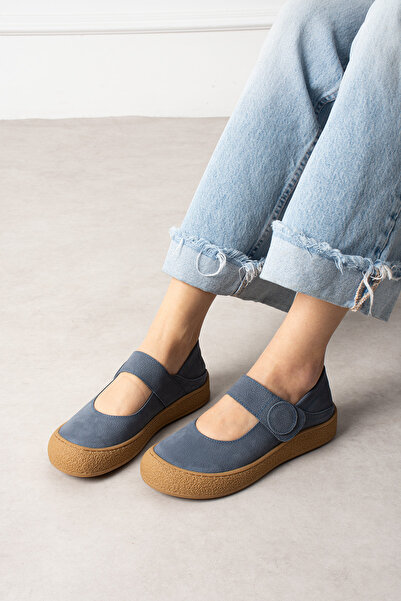 diclepolat Women's Blue Loafer Real Leather Orthopedic Casual Shoes – Velcro ...