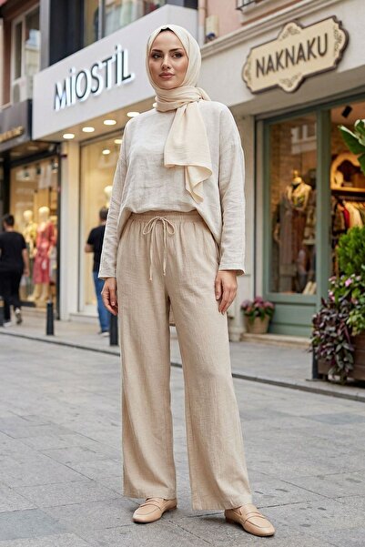 Naknaku Pants with Pocket and Rope Detail - Ecru