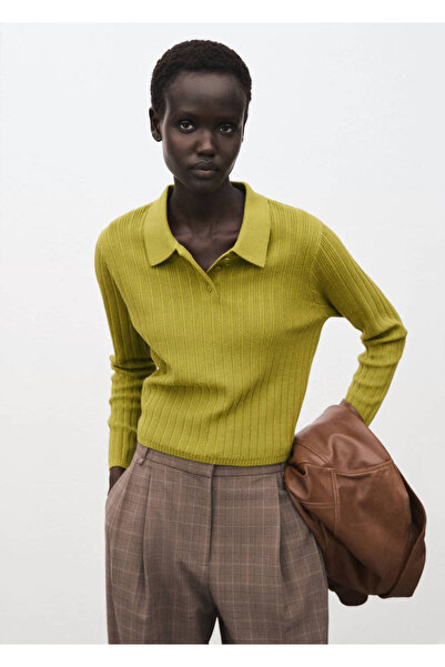 MANGO Woman Gerippter Pullover mit Polokragen