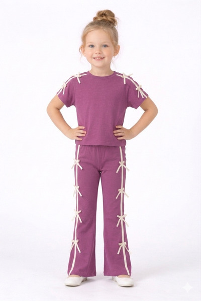 İray Κοριτσίστικο Σετ Λεπτομέρεια με φιόγκο |   Μοντέρνος καθημερινός κομψός ...