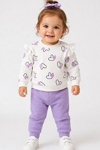 MixMax Bebe Baby Girl Hearts Long Sleeve Top and Bottom Baby Set 100% Cotton