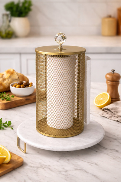 ANGDESİGN Metal Sepetli Kağıt Havluluk-Antik •• Peçetelik Havlu Peçete Mutfak...