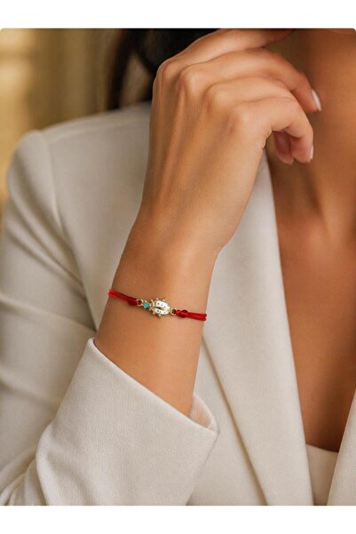 maycollection Beyaz Mavi Uğur Böceği Kırmızı İp Bileklik