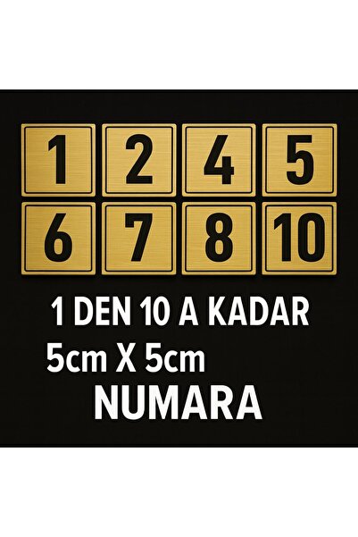 Outdoor One Metal Number Set from 1 to 10 – 5X5Cm Gold Color Label Sheet