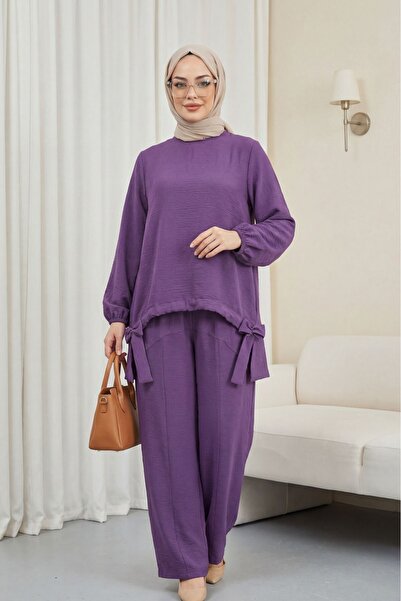 Modamorfo Παντελόνι με κορδόνι μπροστά, Φαρδύ Σετ Ayrobin - λιλά