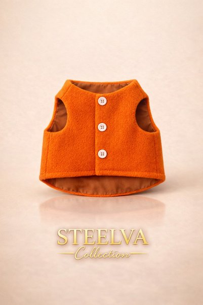 STEELVA Orange Plush Fleece Cat & Dog Vest Pet Outfit