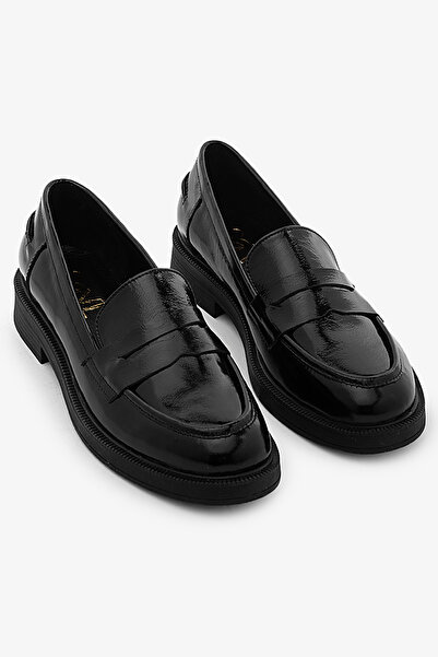 SAYL Μαύρα λουστρίνια από γνήσιο δέρμα μοκασίνια παπούτσια χωρίς κορδόνια Γυν...