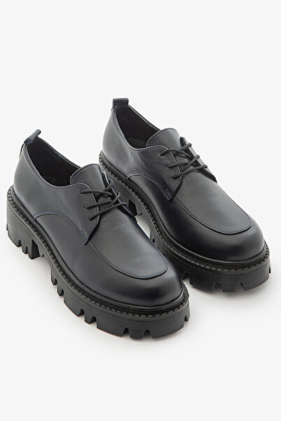 SAYL Γυναικεία παπούτσια Oxford με κορδόνια από γνήσιο δέρμα με χοντρή σόλα σ...