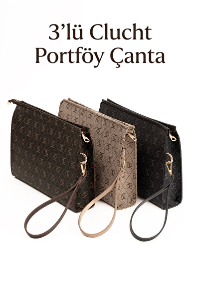 macsoo Σετ 3 γυναικείων τσαντών χειρός με λουράκι καρπού, κομψό σετ τσαντών c...