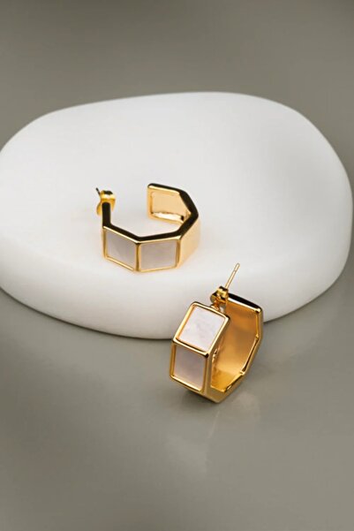 Haziran Accessory, Pearlescent Hoop Steel Earrings