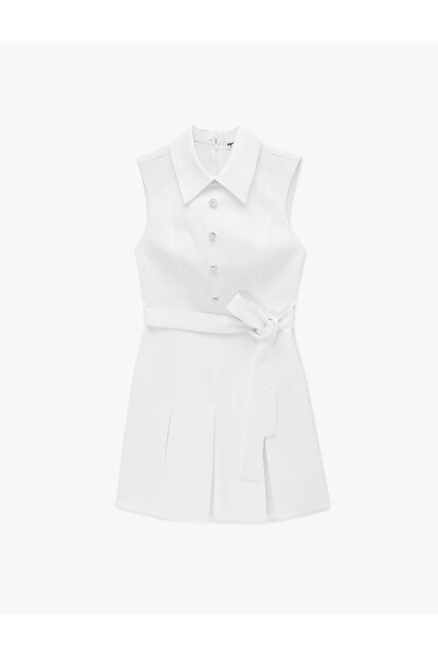 Koton Rochie albă de damă cu nasturi 6SAK80102UW