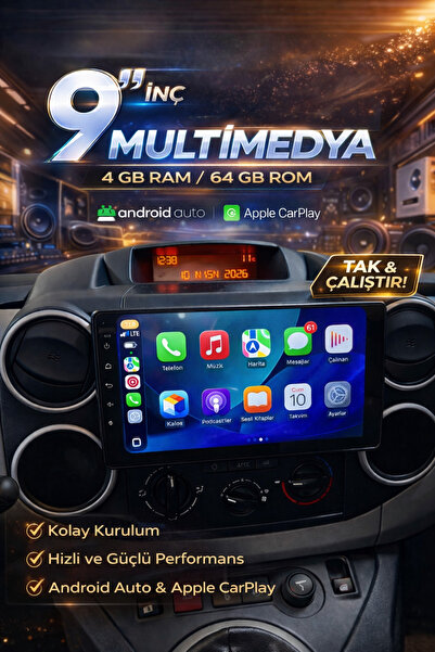 Grade Power 4GB RAM 64GB HAFIZA CİTROEN BERLİNGO-PEUGEOT PARTNER Uyumlu 9İNÇ ...