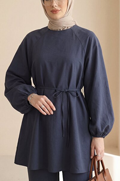 Modamorfo Туника с кръгло деколте, връзки на талията и балонни ръкави -parlement