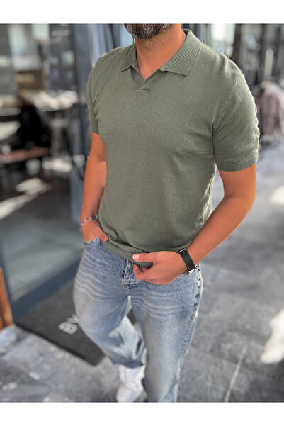 BYBASICMAN Haki Basic Polo Yaka Triko T-Shirt G-17190