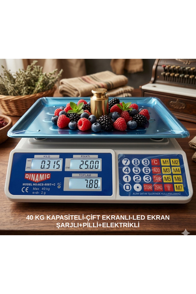 Genel Markalar 40 Kg Şarjlı Dijital Hassas Market Manav Kasap Pazarcı Terazis...