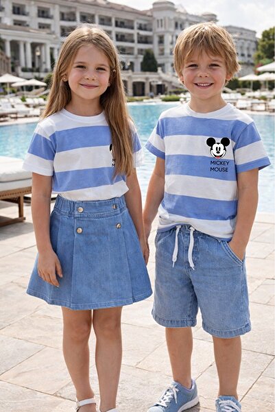 CALİSA Σετ Αδελφικής Ομάδας Αγόρια Μπλουζάκι Τσιμπάρι Τζιν Σορτς Εορταστικό Σετ