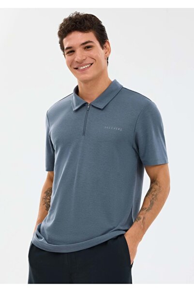 SKECHERS S2610086 m Soft Touch Pique Polo Collar T-Shirt Men's T-Shirt Smoked