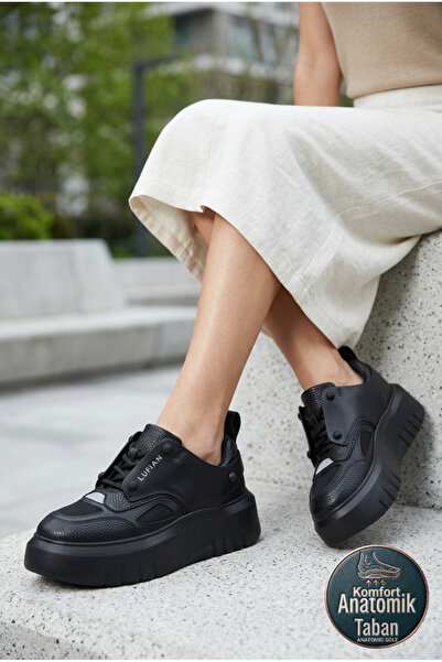 Lufian 122230013 Icy Sneaker Unisex Δερμάτινα Αθλητικά Παπούτσια ΜΑΥΡΟ