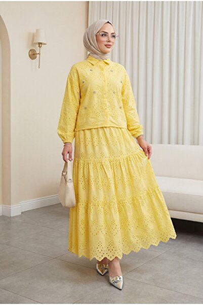 Modamorfo Fisto Detailed Skirted Suit - Yellow