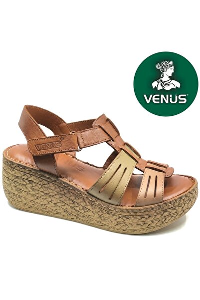 Venüs Tenrag Genuine Leather Comfort Orthopedic Women's Sandals Taba
