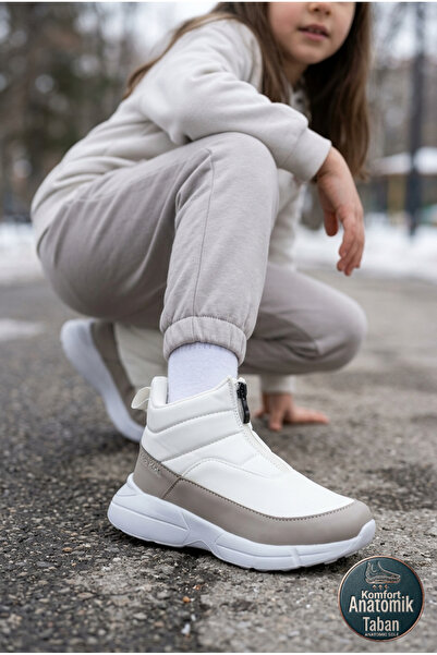 Jump 29177 Μπεζ καθημερινές μπότες για κορίτσια με φερμουάρ