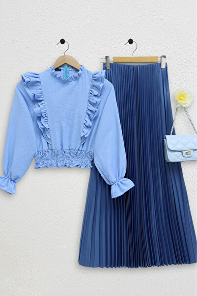 Modamorfo Μπλούζα Ayrobin με βολάν και σούρες στη μέση από την Robadan - Μπλε...