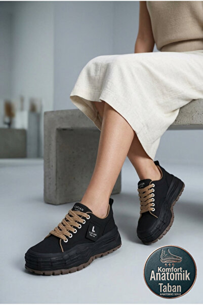 Lufian Dámské tenisky z pravé kůže se šněrováním, pohodlné, s vysokou podrážk...