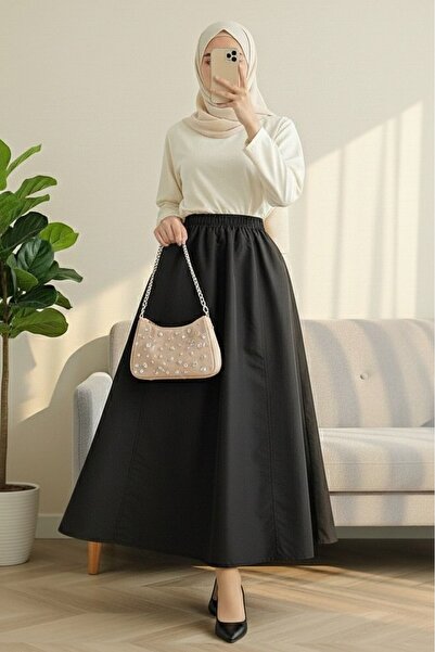 Modamorfo Ελαστική φούστα αλεξίπτωτο με τσέπες στη μέση - μαύρη